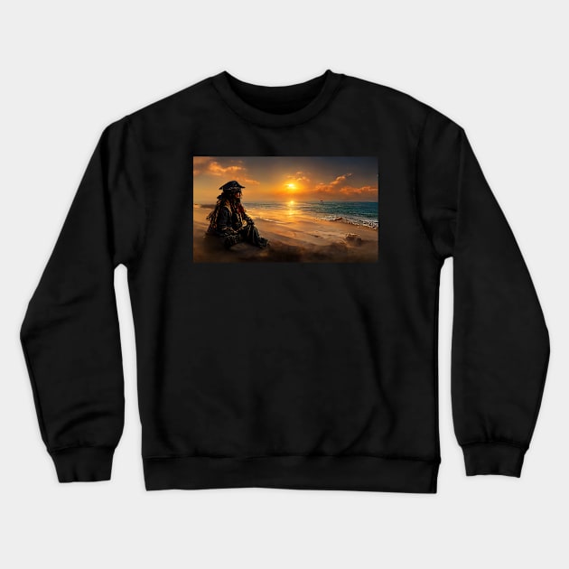 Pirate on an island Crewneck Sweatshirt by ai1art